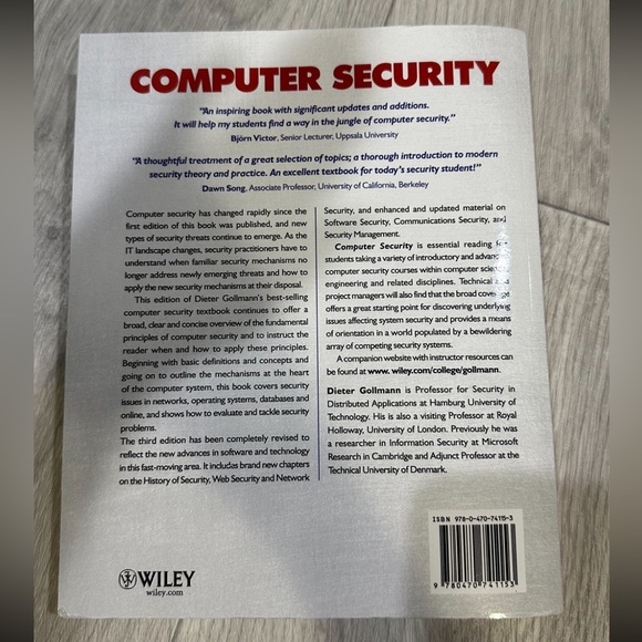 Computer Security Third Edition By: Dieter Gollmann - Picture 3 of 3